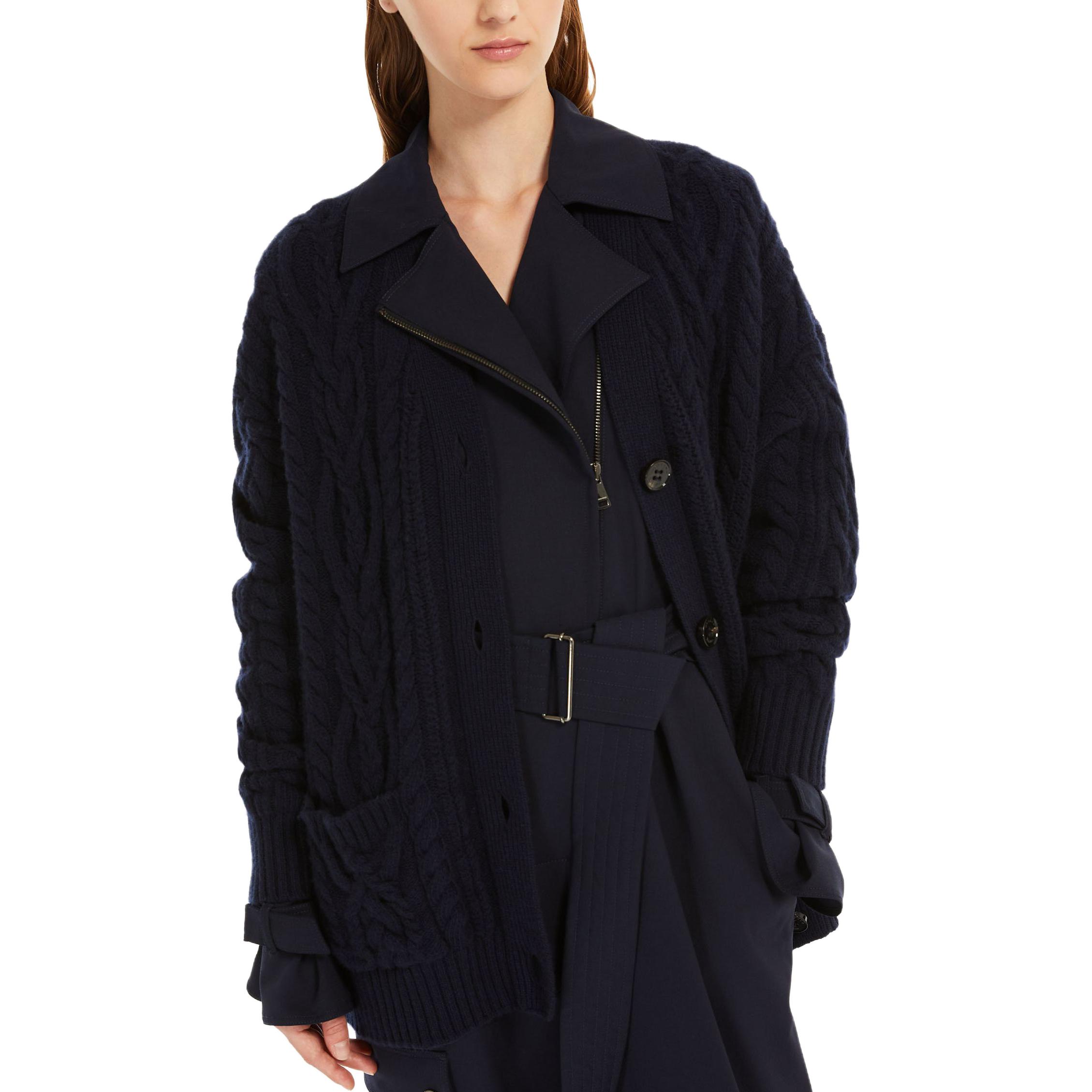 Details for (W) ウィークエンド マックスマーラ スポンダ ウール Vネック カーディガン ネイビーブルー 5346073306012-SPONDA