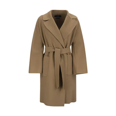 (Women) WEEKEND MaxMara SS23 Brown Belted Collared Midi Coat 2350160339-600