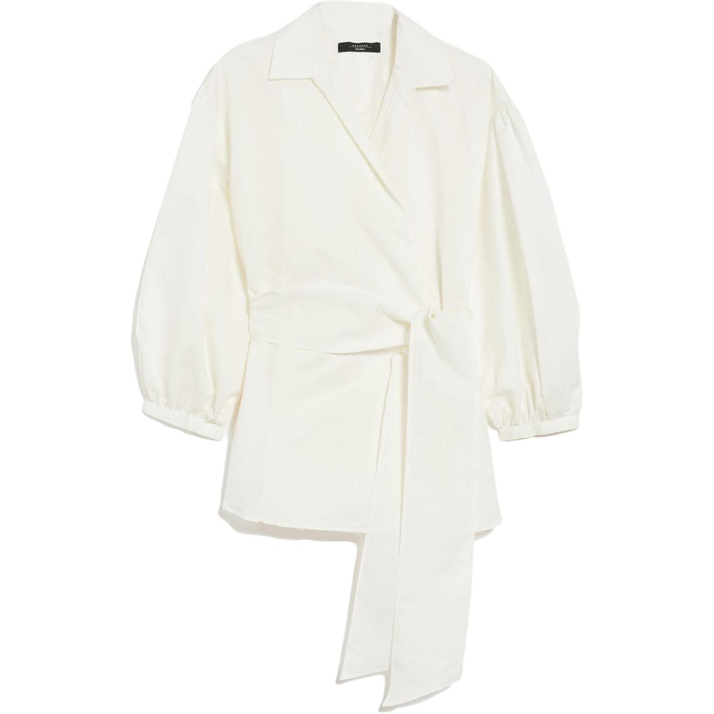 (Women) WEEKEND MaxMara SS23  White Solid Tie-Belt Shirt 51110731600-015