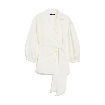 (Women) WEEKEND MaxMara SS23 White Solid Tie-Belt Shirt 51110731600-015
