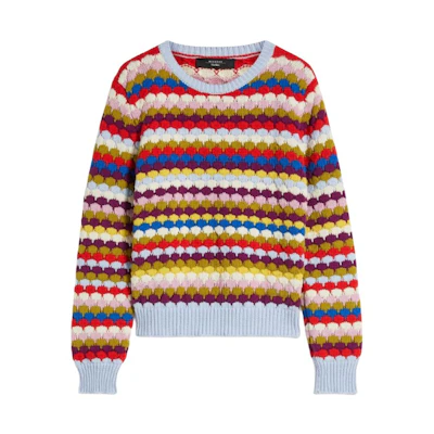 (Women) WEEKEND MaxMara Striped Colorblock Crewneck Long Sleeve Sweater Women. 2353661939600-001