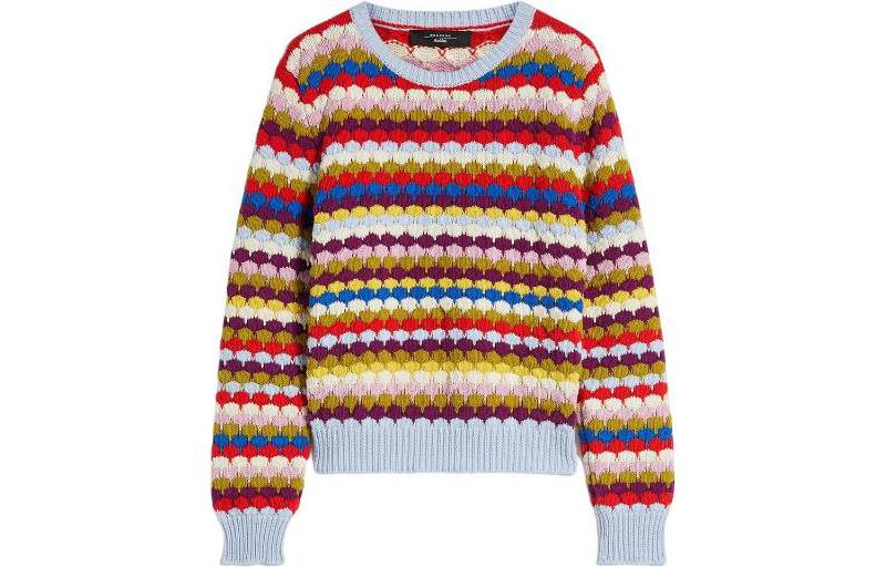Order (W) 위켄드 맥스마라 여성 스트라이프 컬러블록 크루넥 긴팔 스웨터. 2353661939600-001