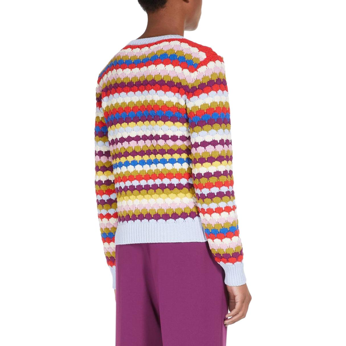 Shop (W) 위켄드 맥스마라 여성 스트라이프 컬러블록 크루넥 긴팔 스웨터. 2353661939600-001