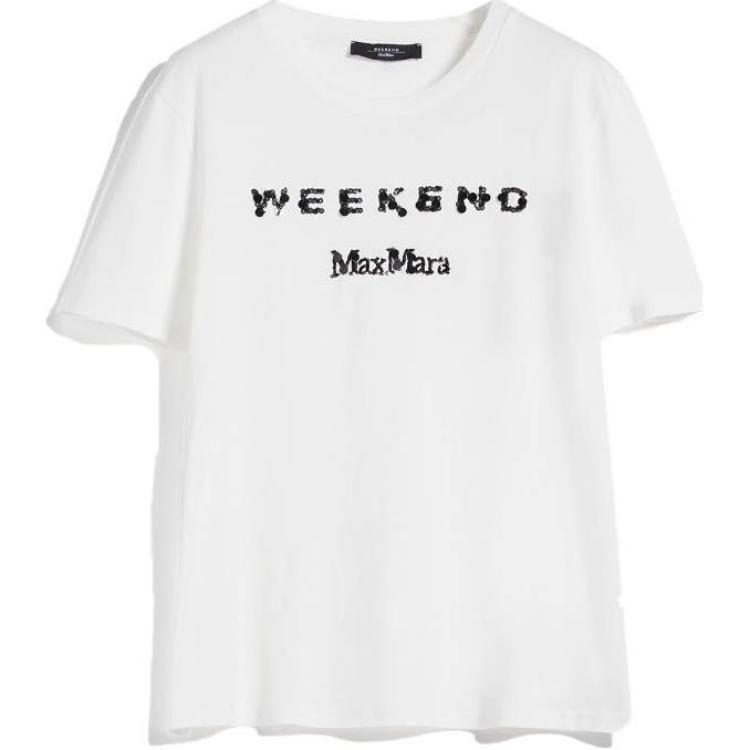 (Women) WEEKEND MaxMara Talento Letter Print Casual Women’s T-Shirt - White. 5971013706-008