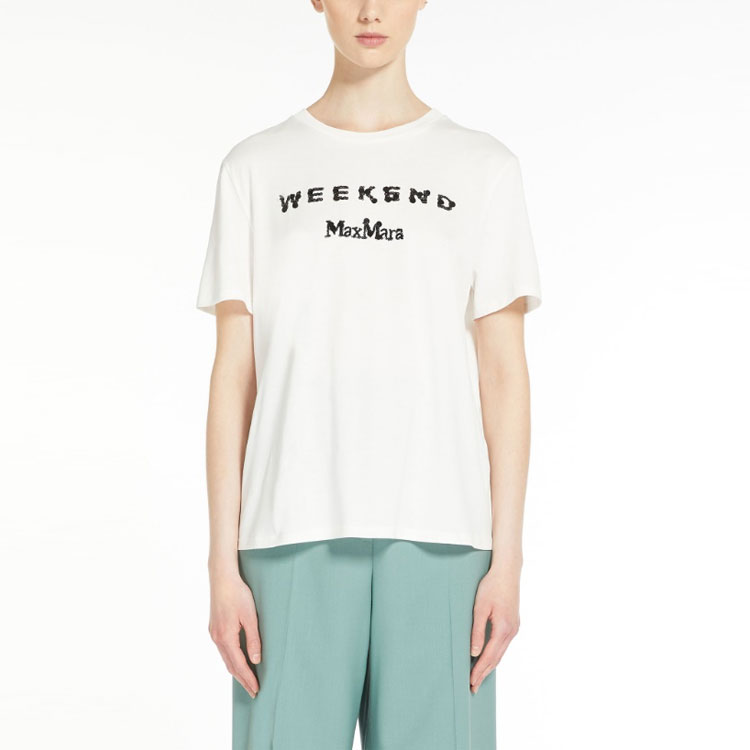 Shop (W) WEEKEND MaxMara Talento 字母印花白色休閒女T恤 5971013706-008