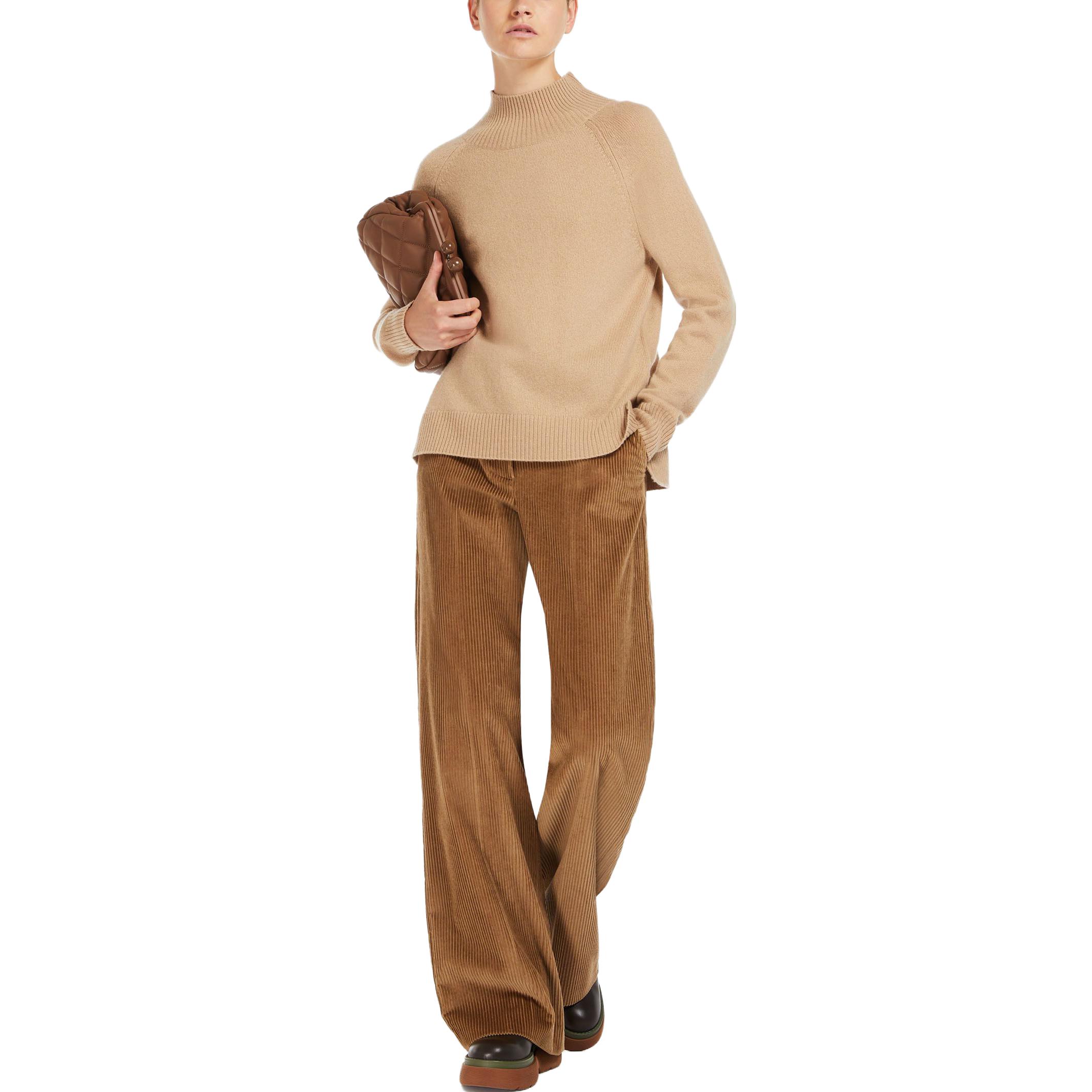 Lookbook (W) 周末MaxMara Tania棕色拉链直筒休闲裤女款 5136043306006-TANIA