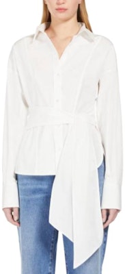 (W) 위켄드 맥스마라 토린 플리츠 브이넥 슬림핏 화이트 셔츠 여성용 5116074106001-TORIN Shop (W) 위켄드 맥스마라 토린 플리츠 브이넥 슬림핏 화이트 셔츠 여성용 5116074106001-TORIN