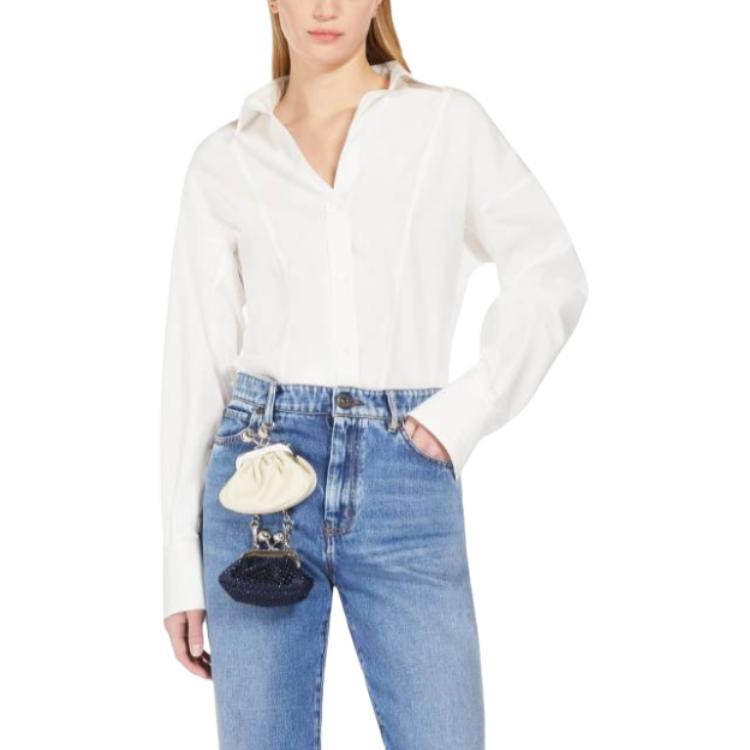 Purchase (W) 위켄드 맥스마라 토린 플리츠 브이넥 슬림핏 화이트 셔츠 여성용 5116074106001-TORIN