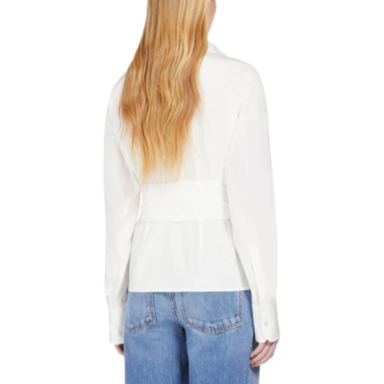 Details for (W) 위켄드 맥스마라 토린 플리츠 브이넥 슬림핏 화이트 셔츠 여성용 5116074106001-TORIN