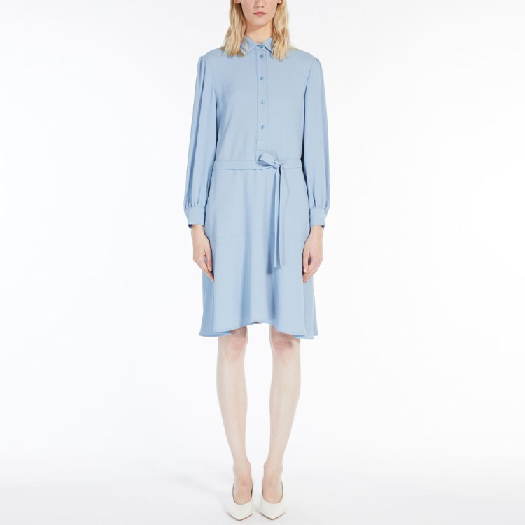 Shop (W) ウィークエンド マックスマーラ バルス ブルー 長袖 シャツカラー ドレス 5221113706011-VALS