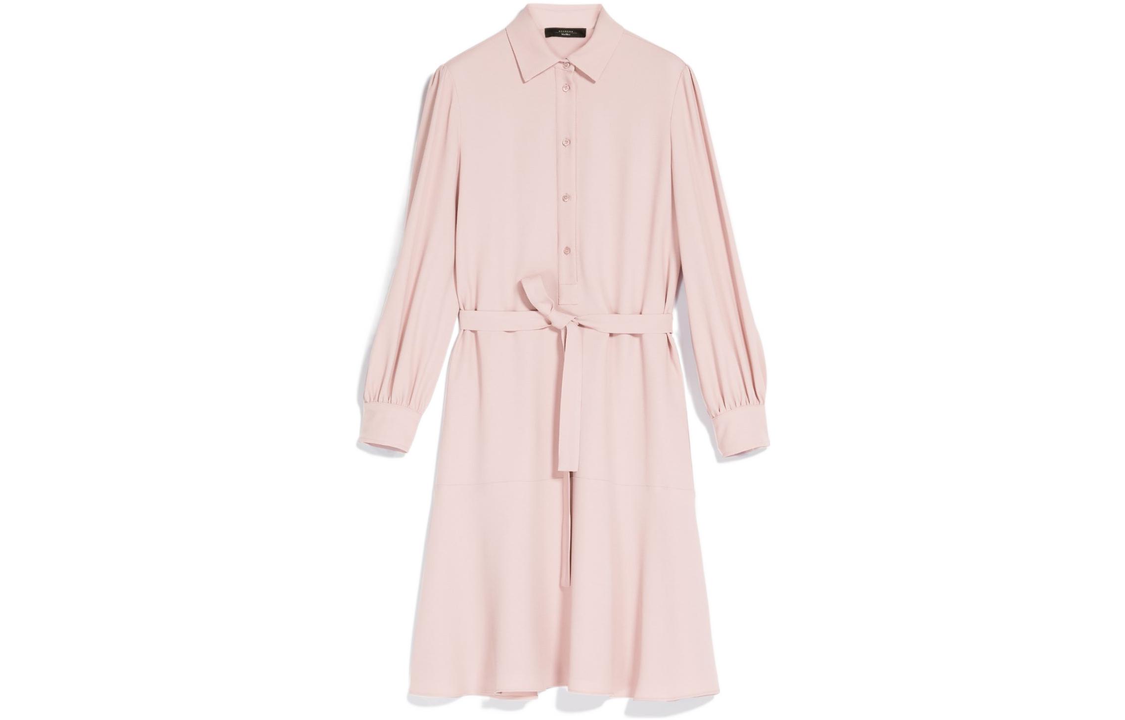 (Women) WEEKEND MaxMara Vals  Pink Long Sleeve Button-Down Shirt Dress. 5221113706002-VALS