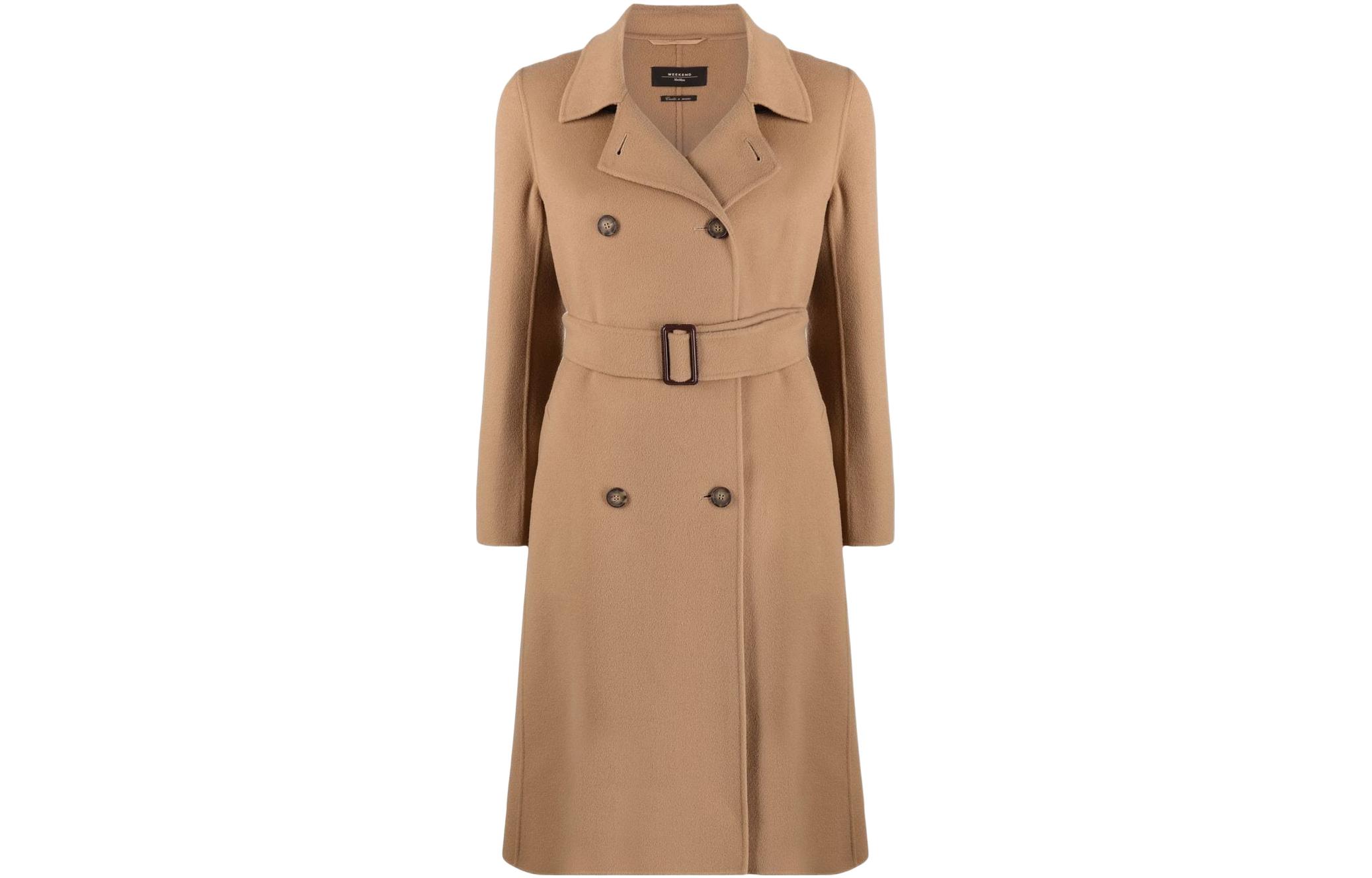 (Women) WEEKEND MaxMara Wool Long Coat for Women with Trapeze Collar in Camel Color. 50160219600-016 圖 2