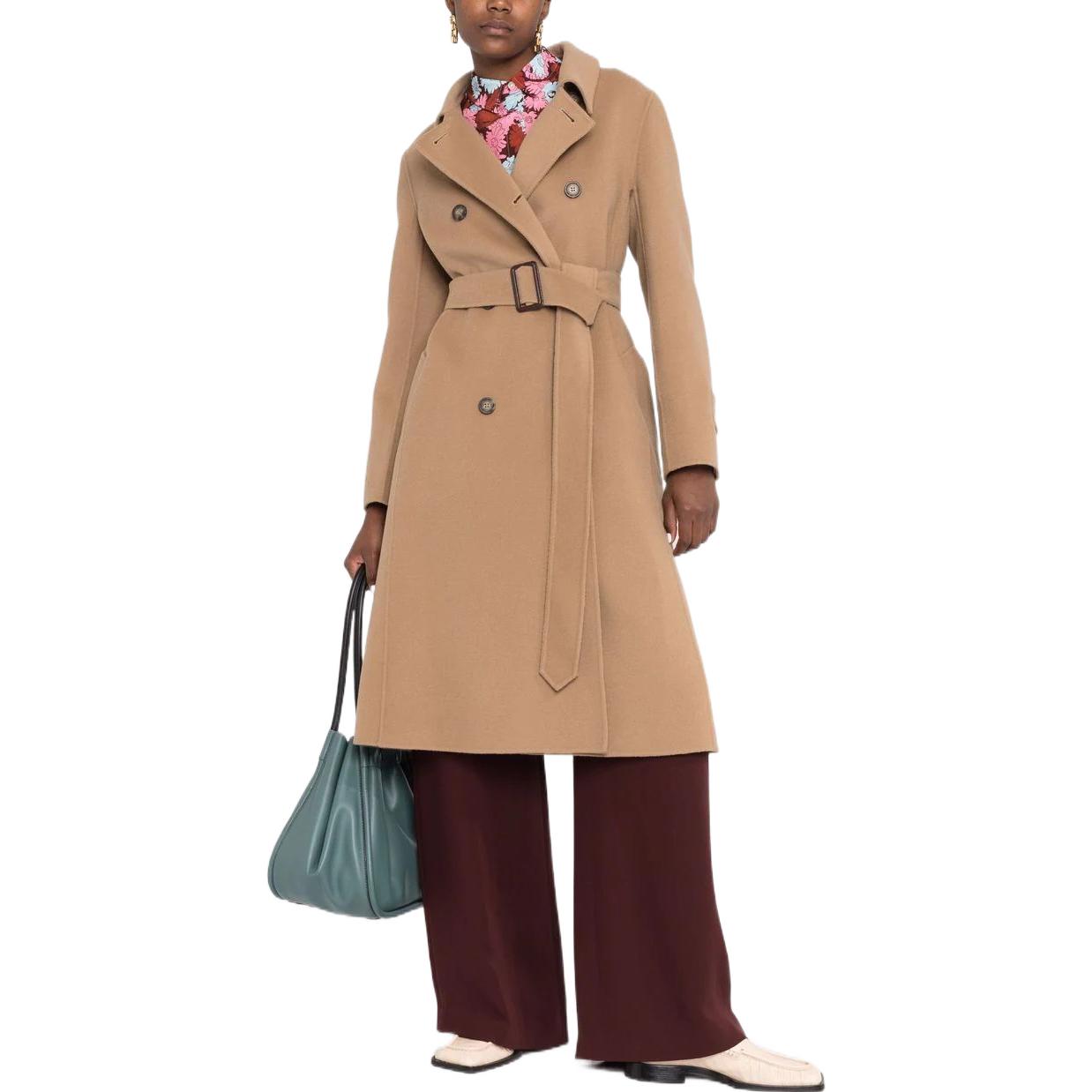 (Women) WEEKEND MaxMara Wool Long Coat for Women with Trapeze Collar in Camel Color. 50160219600-016 圖 3