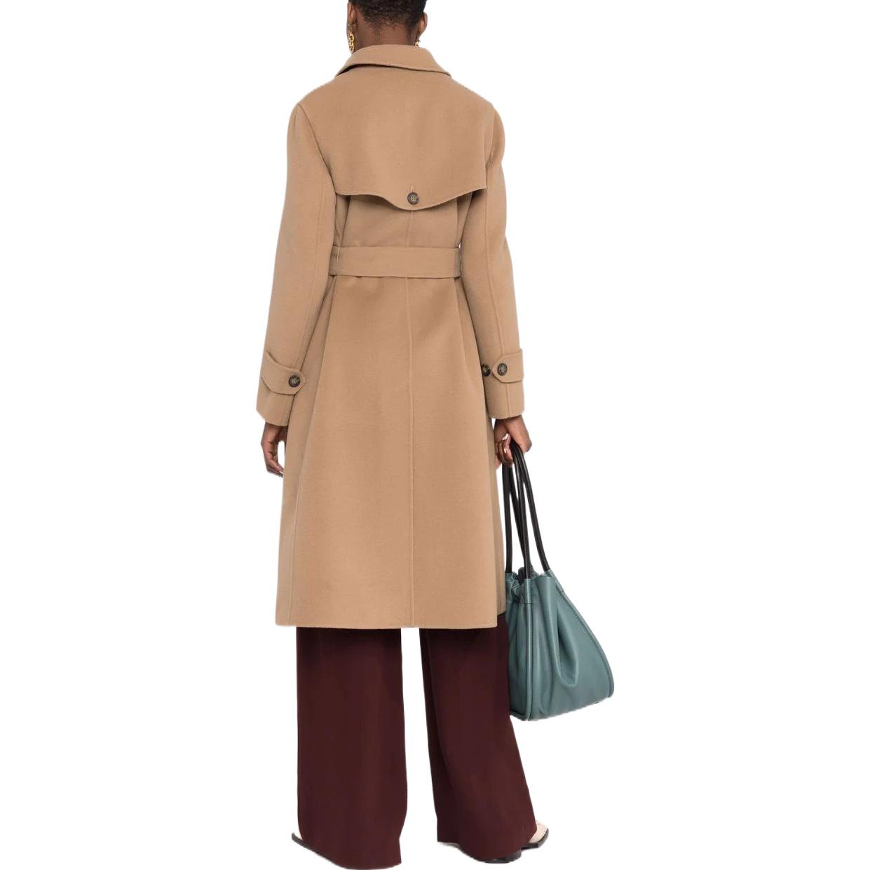 (Women) WEEKEND MaxMara Wool Long Coat for Women with Trapeze Collar in Camel Color. 50160219600-016 圖 4