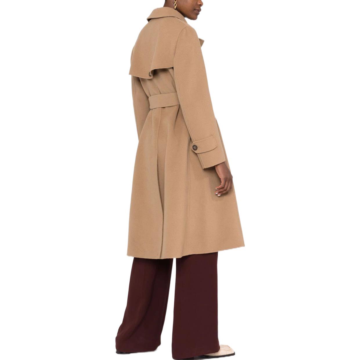 (Women) WEEKEND MaxMara Wool Long Coat for Women with Trapeze Collar in Camel Color. 50160219600-016 圖 5