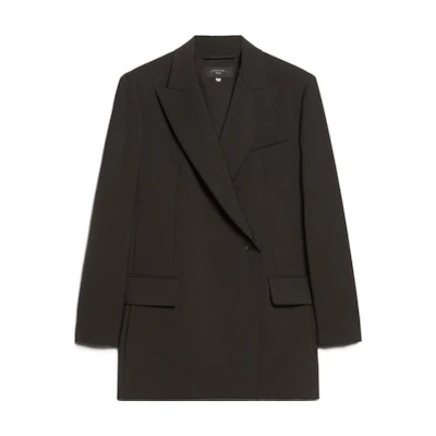 (Women) WEEKEND MaxMara Umbro Double-Breasted Wool Blazer Black 5046064106002-UMBRO