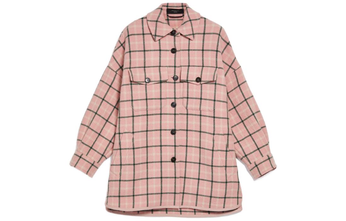 (Women) WEEKEND MaxMara Zebu Plaid Loose Fit Collared Long Sleeve Jacket Pink (Women). 5086022306001-ZEBU