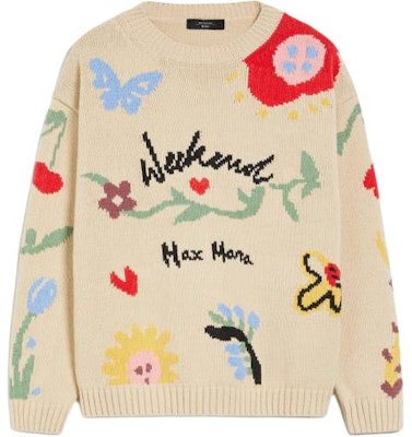 (W) 위켄드 막스마라 진가로 코튼 자수 프린트 크루넥 스웨터 베이지 여성. 5361204106001-ZINGARO Order (W) 위켄드 막스마라 진가로 코튼 자수 프린트 크루넥 스웨터 베이지 여성. 5361204106001-ZINGARO