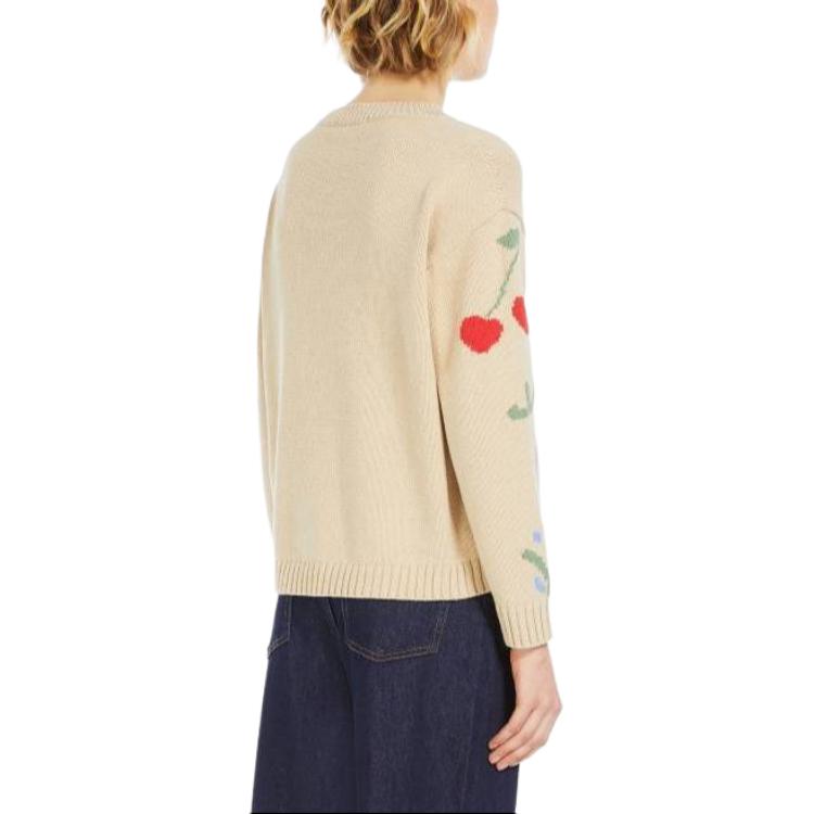 Shop (W) 위켄드 막스마라 진가로 코튼 자수 프린트 크루넥 스웨터 베이지 여성. 5361204106001-ZINGARO