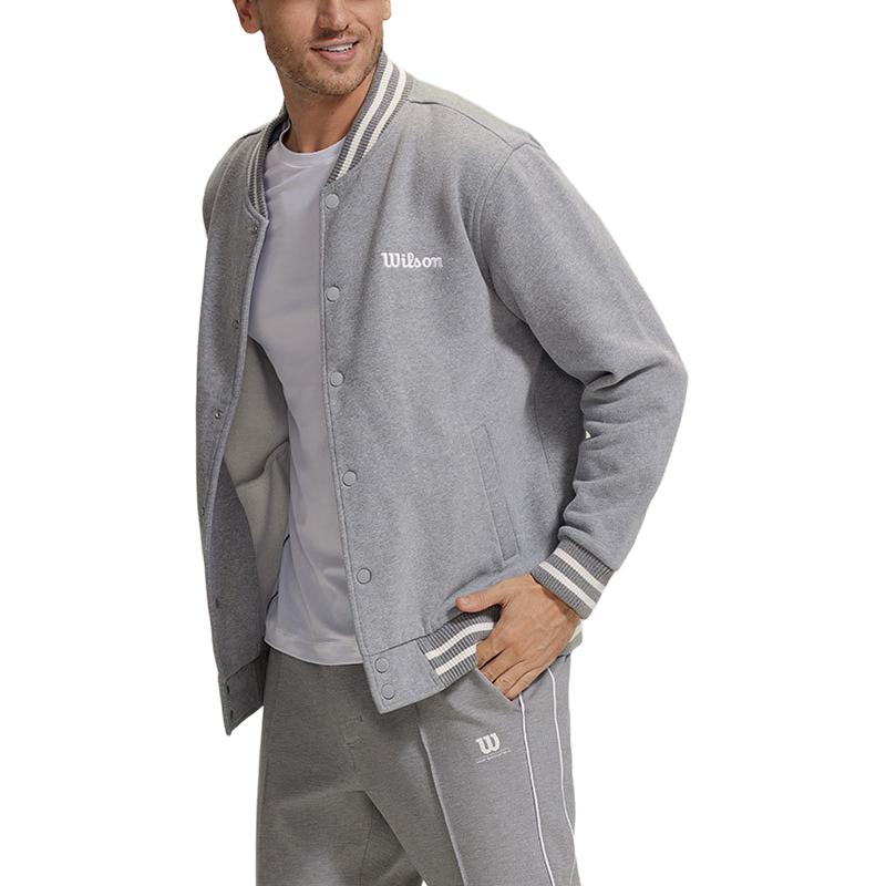 Wilson Hudson Varsity Embroidered Logo Baseball Jacket Grey (). WM00248331