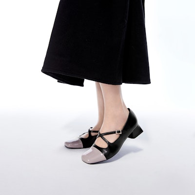 CHARLES&KEITH 王者榮耀聯名系列 PU 小喬款芭蕾舞鞋 粗跟 高跟鞋 3.6cm 女款 1