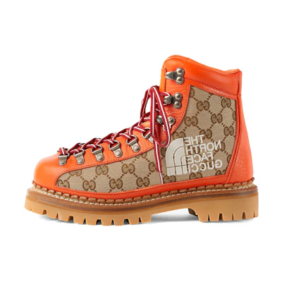 (W) Gucci The North Face Canvas Leather Boots 'Orange'