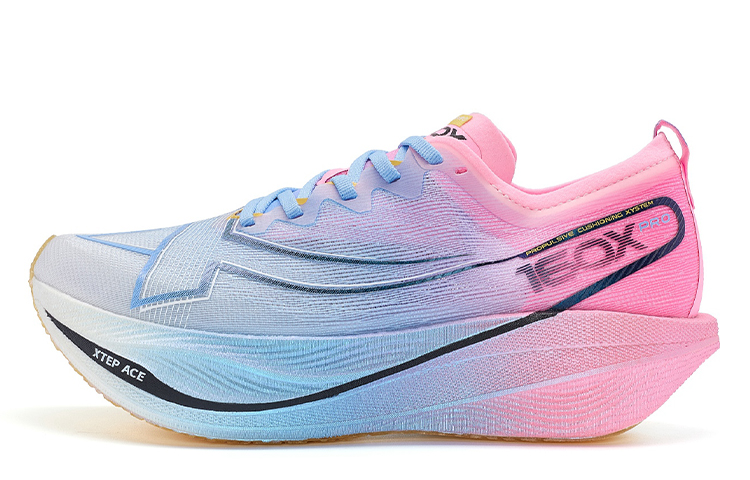 (Women) XTEP 160X 5.0 PRO Marathon Running Shoes Fluorescent Pink/Blue 977318110060 Fluorescent Cherry Pink/Feather Blue
