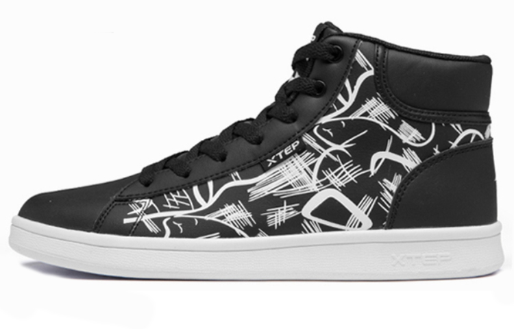 (Women) Xtep High-Top Sneakers Black - Stylish & Comfortable Casual Shoes. 881418319721 Black and White