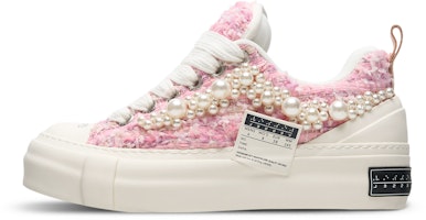 (Women) xVESSEL Pink Tweed Y2K Pearl Nougat Casual Mid-Top Canvas Sneakers Women F23X35F (Women) xVESSEL Pink Tweed Y2K Pearl Nougat Casual Mid-Top Canvas Sneakers Women F23X35F