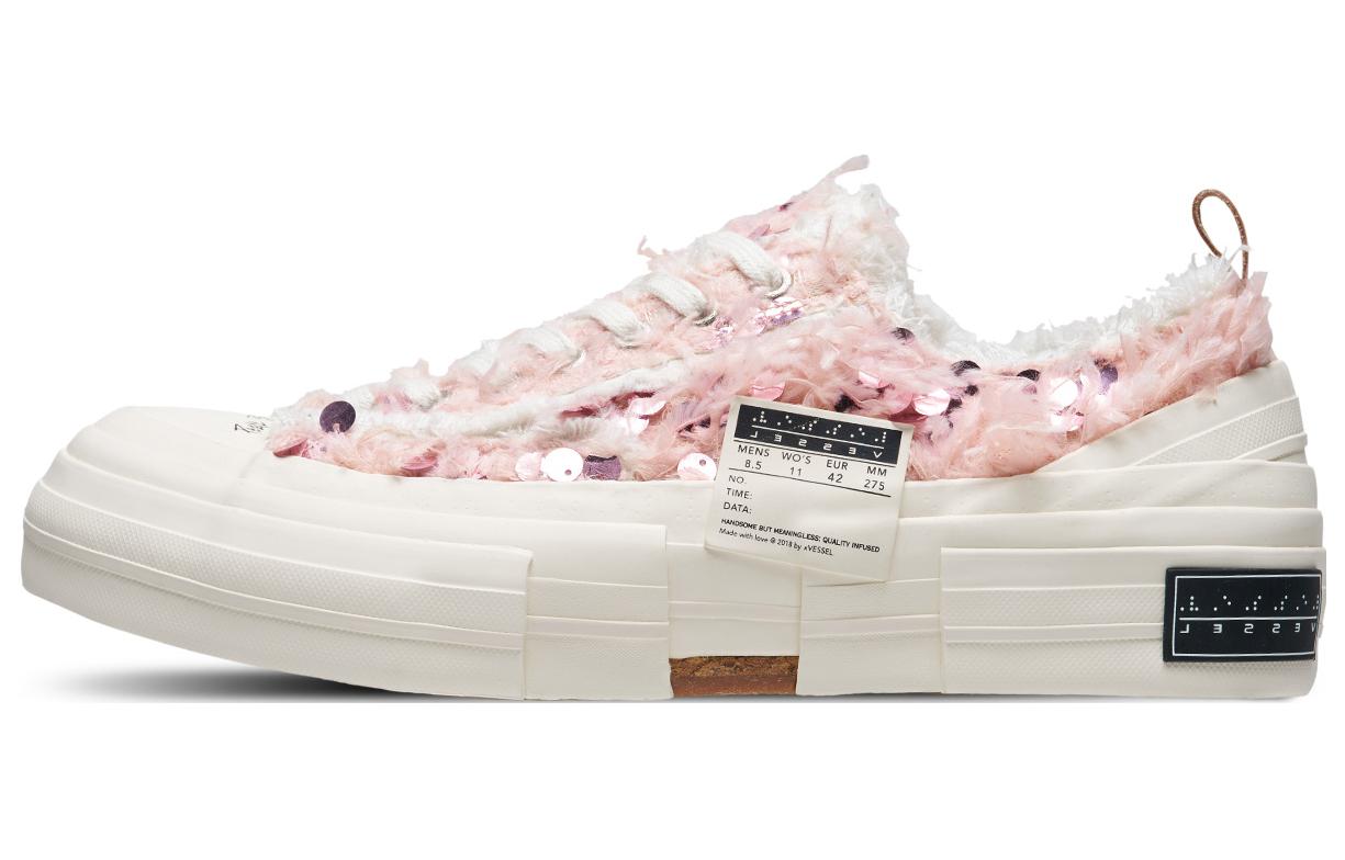 Buy (W) xVESSEL Kiss' Pink Low Top Kanvas Beludru Payet Eksklusif Kotak Hadiah 'Swan' S23X05P-DW