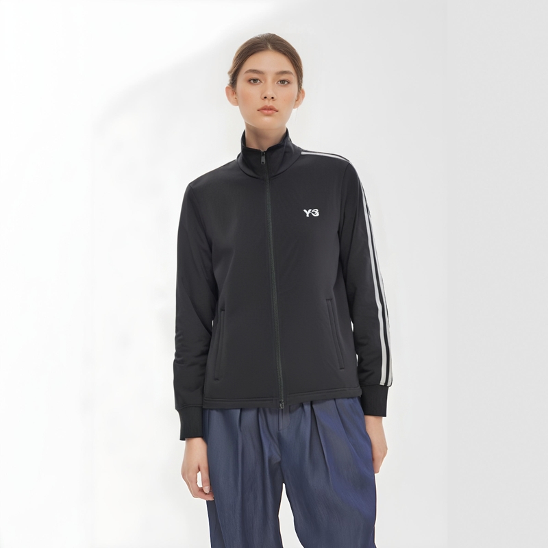 Shop (Women) Y-3  3-Stripes Track Top Jacket Black with Logo Print and Zip Front. IW7460