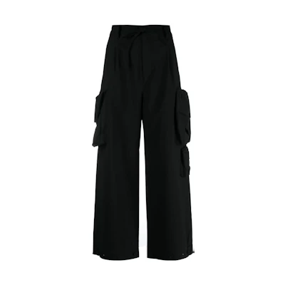 (Women) Y-3 Black Loose Fit Zipper Casual Pants. IL2034