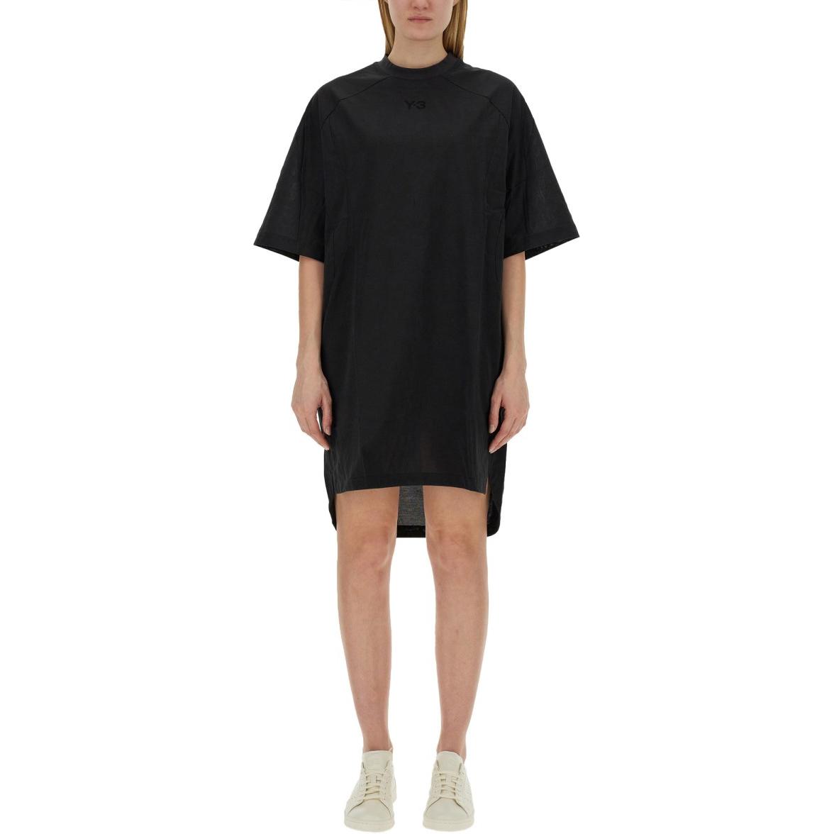 Shop (W) Y-3 Gaun T-Shirt Longgar Hitam Lengan Pendek Mid-Length. IR6245