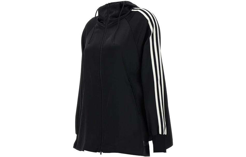 Shop (W) Y-3 Hoodie Hitam Garis Panjang Resleting Lengan Panjang IQ1798