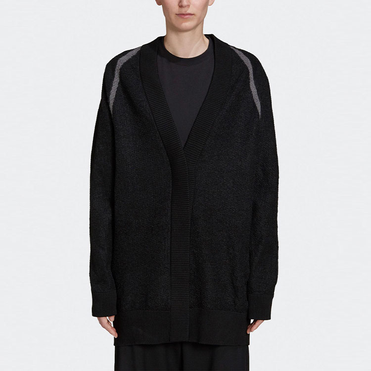 Lookbook (W) Y-3 黑色V领标志宽松版开衫毛衣 H61923