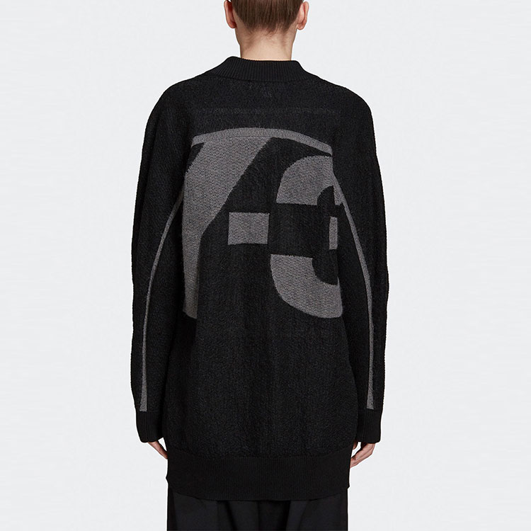 Shop (W) Y-3 黑色V领标志宽松版开衫毛衣 H61923