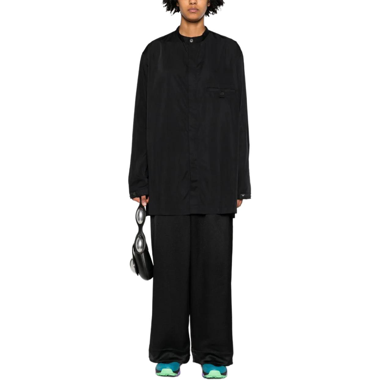 Lookbook (W) Y-3 블랙 와이드 레그 밴딩 캐주얼 팬츠. IN4398