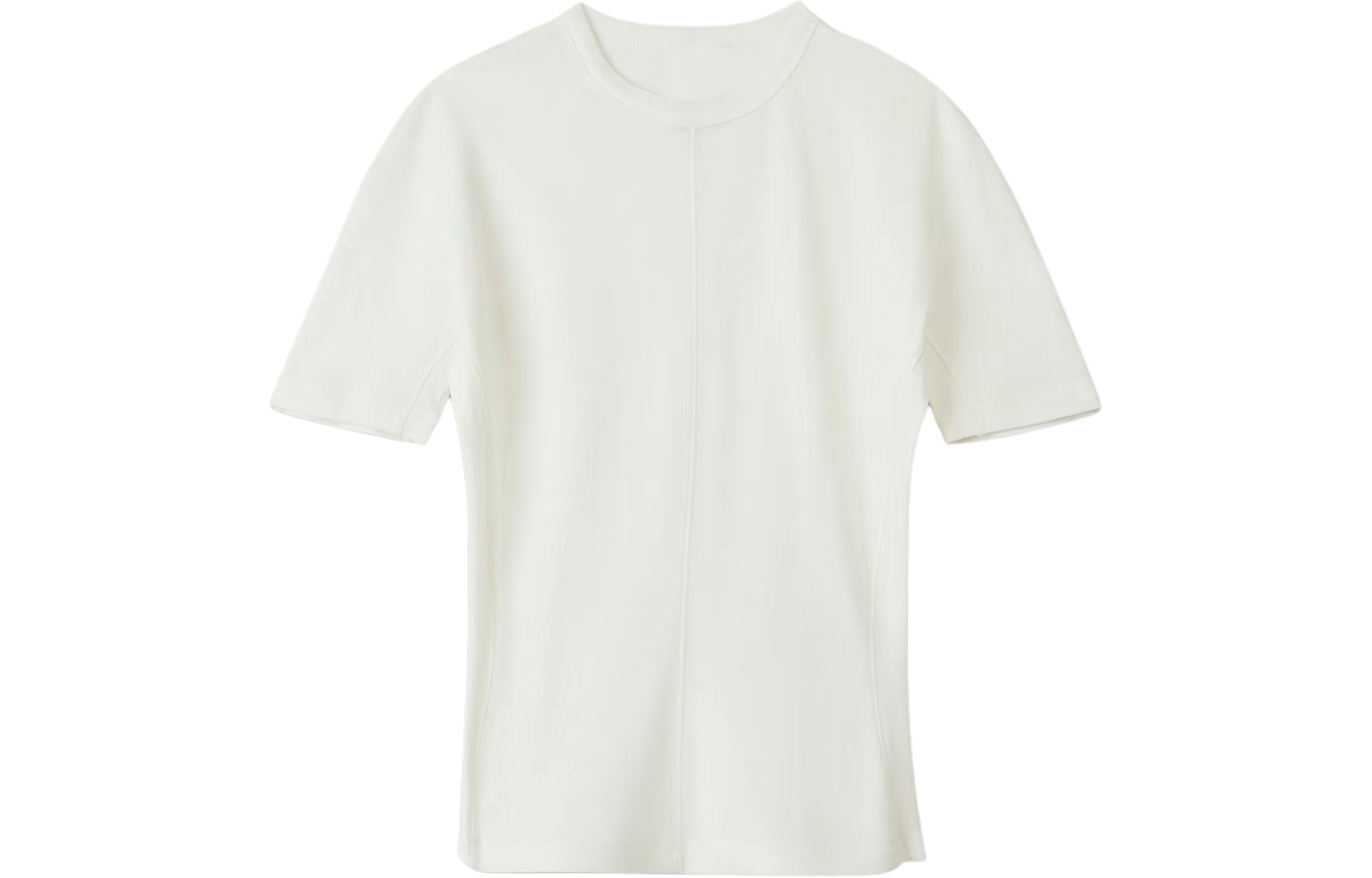 (Women) Y-3  Fitted Stretch Short Sleeve Tee White Crewneck Plain Design. IV7749