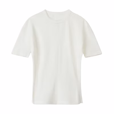 (Women) Y-3 Fitted Stretch Short Sleeve Tee White Crewneck Plain Design. IV7749