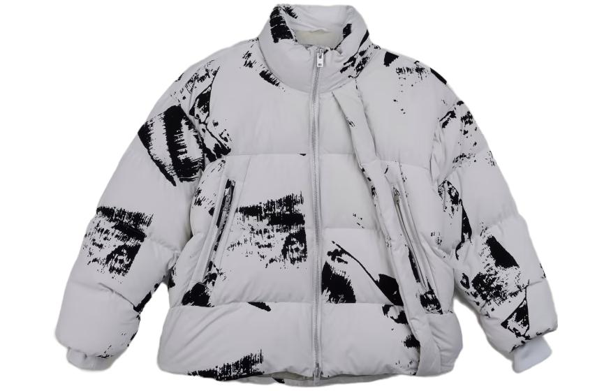 Order (Women) Y-3  Graphic Flock Puffer Jacket Grey - Short, Zip-Up, Loose Fit IL2036