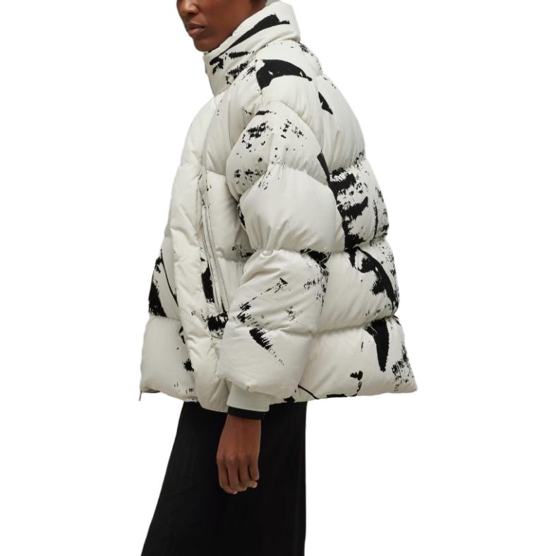 Purchase (Women) Y-3  Graphic Flock Puffer Jacket Grey - Short, Zip-Up, Loose Fit IL2036