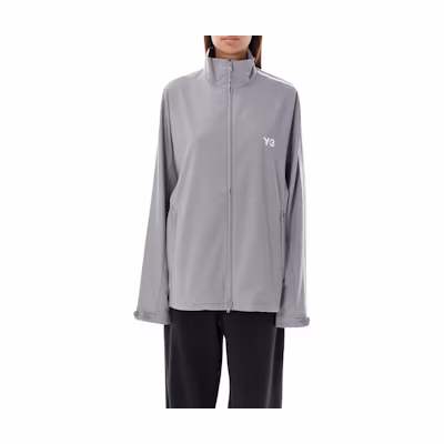 (Women) Y-3 Logo Print Zip-Up Jacket Grey Long Sleeve JE3448