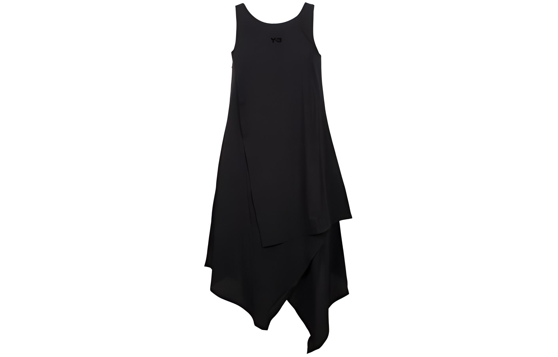 (Women) Y-3  Sleeveless Asymmetrical Midi Dress Minimalist Black IR6252