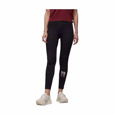 (Women) Y-3 Slim Fit Elastic Waist Logo Print Casual Pants Black IR7101