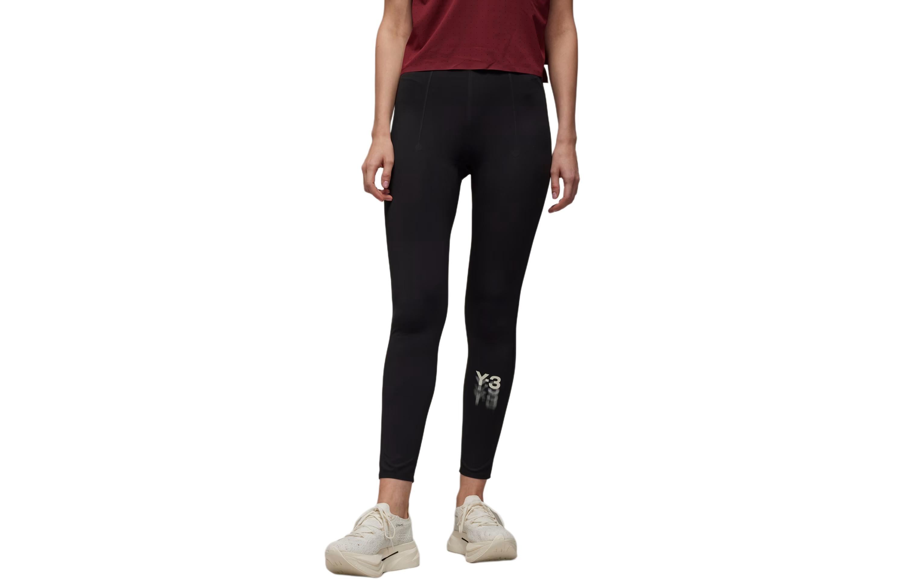 Order (Women) Y-3  Slim Fit Elastic Waist Logo Print Casual Pants Black IR7101