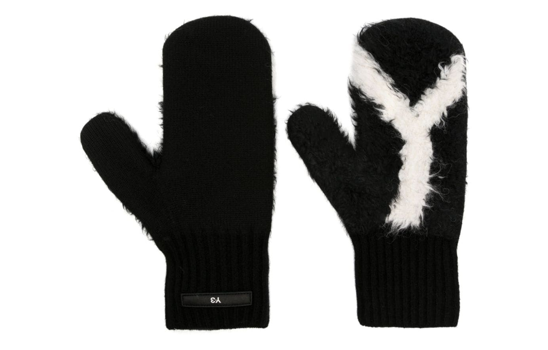 (Women) Y-3  Wool Knit Gloves with Logo Patch Black. IJ9873