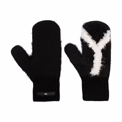 (Women) Y-3 Wool Knit Gloves with Logo Patch Black. IJ9873