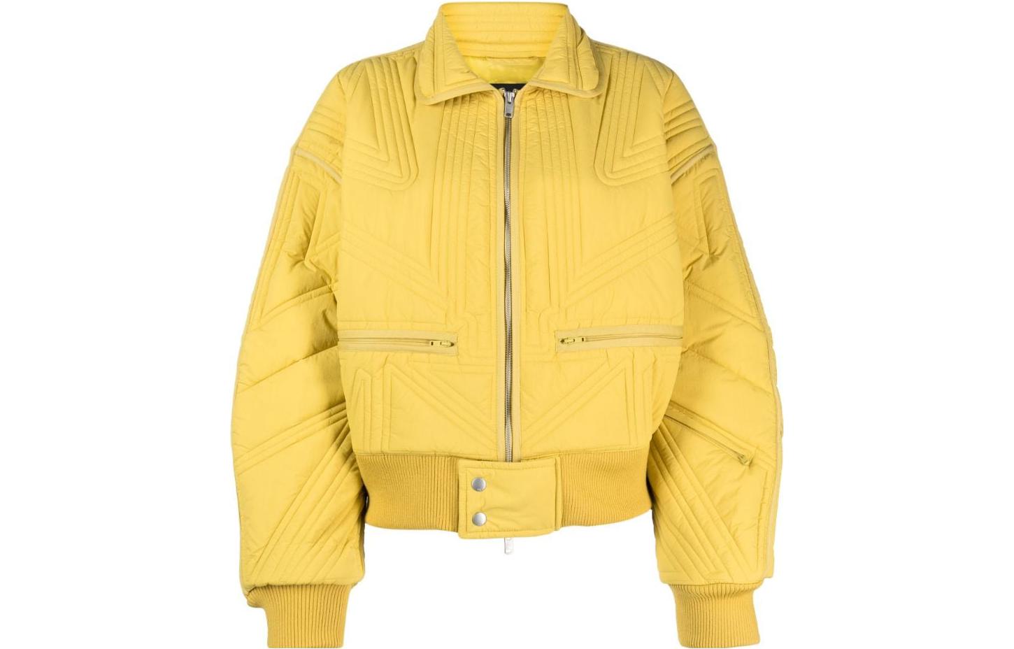 (Women) Y-3  Yellow Solid Zip-Up Long Sleeve Jacket IP7930