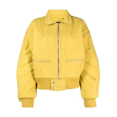 (Women) Y-3 Yellow Solid Zip-Up Long Sleeve Jacket IP7930