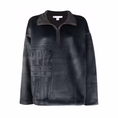 (Women) Y-3 Black Logo Print Pullover Sweater with High Collar. HB3374
